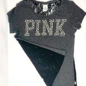 Lace back PINK t-shirt